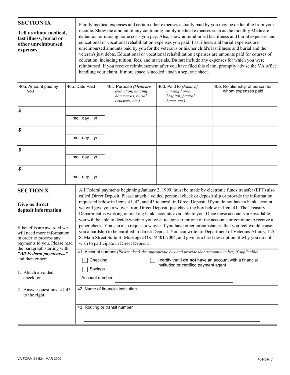 VA Form 21534 Fill Out, Sign Online and Download Fillable PDF