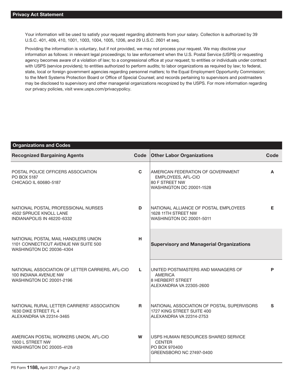 PS Form 1188 Cancellation of Organization Dues From Payroll Withholdings, Page 6