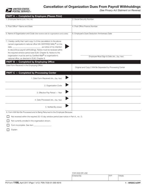 PS Form 1188 Fill Out Sign Online And Download Printable PDF 