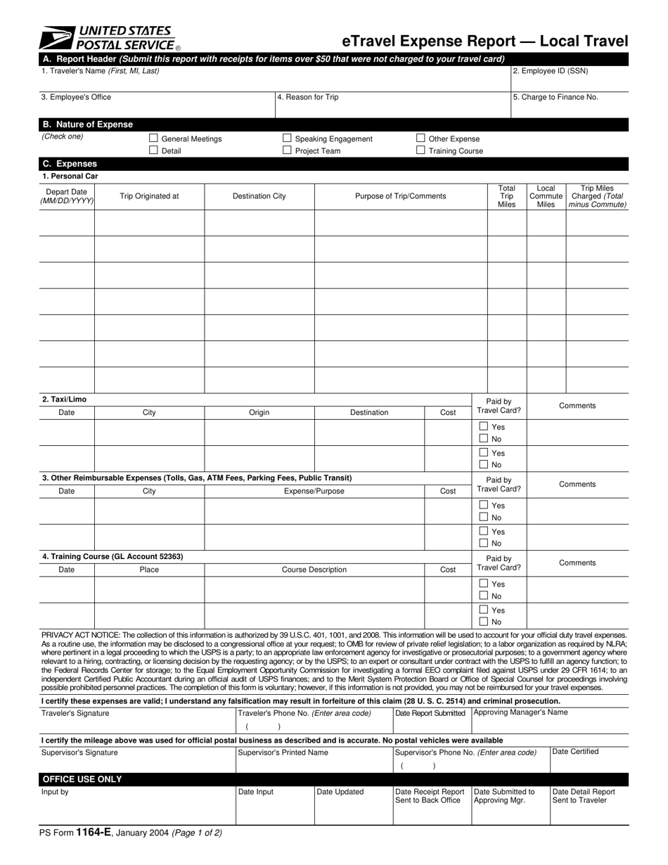 usps travel expense form