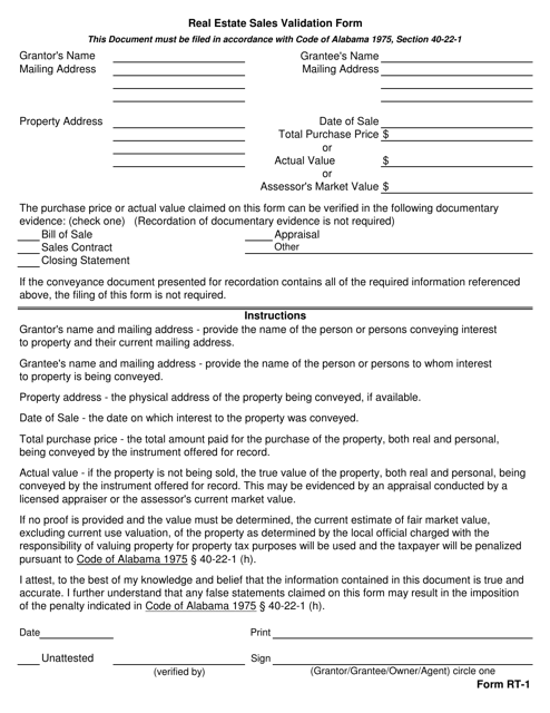 Alabama Real Estate Validation Form