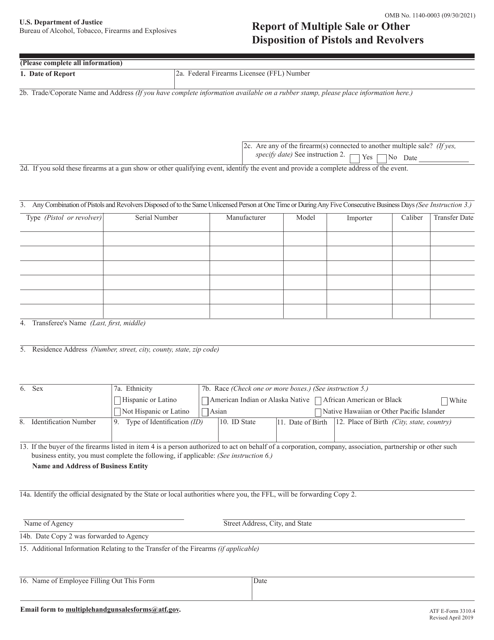 ATF Form 3310.4  Printable Pdf