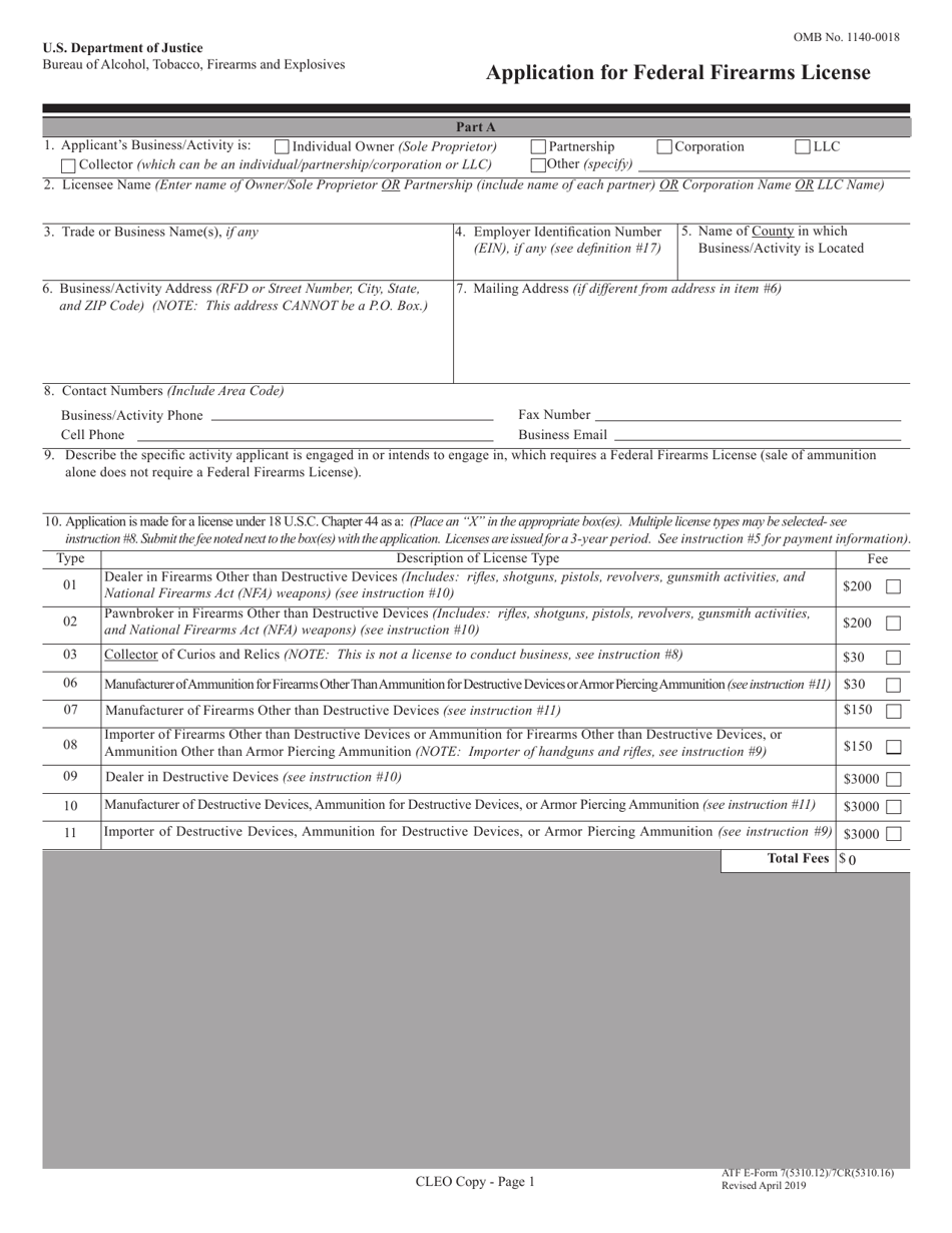 ATF Form 7 / 7CR (5310.12 / 5310.16) Application for Federal Firearms License, Page 9