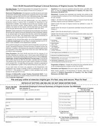 Document preview: Form VA-6H Household Employer Annual Summary of Virginia Income Tax Withheld - Virginia