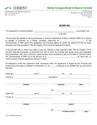 Form CVO-04 &quot;Rental Company Bond to State of Vermont&quot; - Vermont