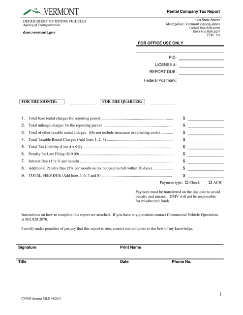Form CVO-003  Printable Pdf