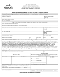 Document preview: Form TA-VN-191 Request for National Driver Register File Check on Current or Prospective Employee - Vermont