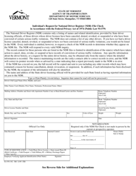 Form TA-VN-192 &quot;Individual's Request for National Driver Register (Ndr) File Check in Accordance With the Federal Privacy Act of 1974 (Public Law 93-579)&quot; - Vermont