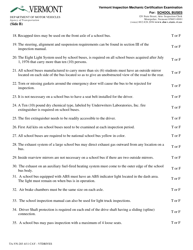 Form TA-VN-203 Vermont Inspection Mechanic Certification Examination for: School Buses - Vermont, Page 2