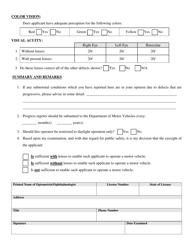 Form TA-VS-17 Driver Eyesight Evaluation - Vermont, Page 2