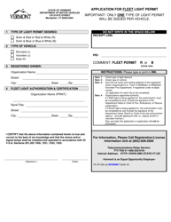 Document preview: Form TA-VP-22A Application for Fleet Light Permit - Vermont