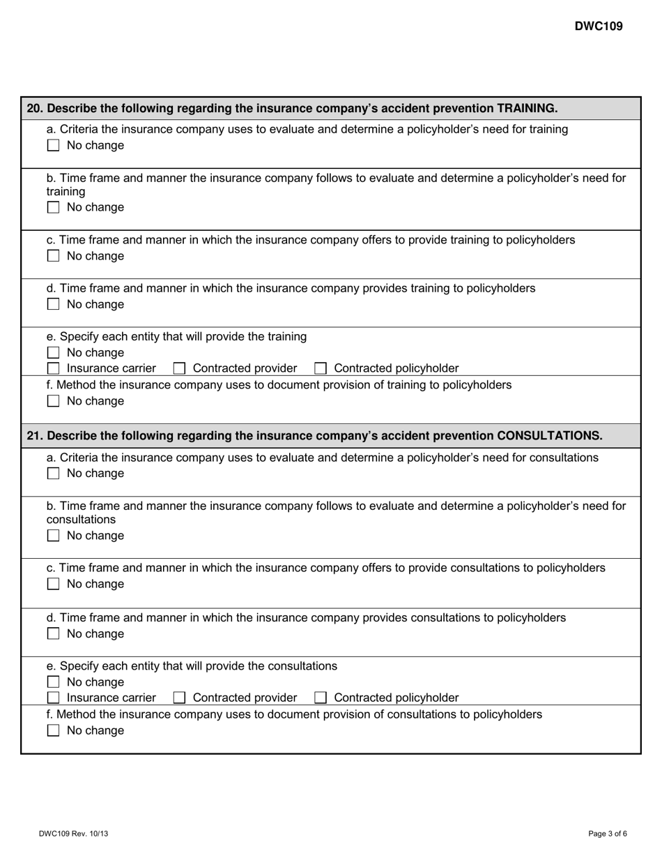 Form DWC109 Accident Prevention Services Annual Report - Texas, Page 3