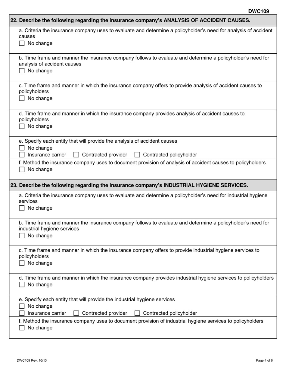Form DWC109 Accident Prevention Services Annual Report - Texas, Page 4