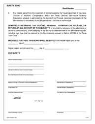 Form DWC210 Surety Bond for Certified Self-insurance Liabilities - Texas, Page 7