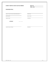 Form DWC216 Surety Bond Name Change Rider - Texas, Page 2