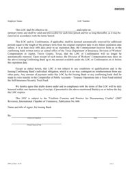 Form DWC223 Documentary Irrevocable Standby Letter of Credit - Texas, Page 2