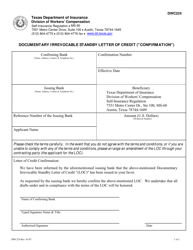 Document preview: Form DWC224 Documentary Irrevocable Standby Letter of Credit (Confirmation) - Texas