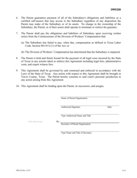 DWC Form 226 Parental Guaranty - Texas, Page 2