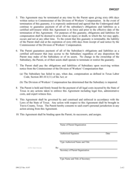 DWC Form 227 Parental Guaranty for Less Than Wholly Owned Subsidiary - Texas, Page 2