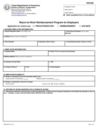 Document preview: DWC Form 008 Return-To-Work Reimbursement Program for Employers - Texas