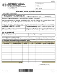 Document preview: DWC Form 060 Medical Fee Dispute Resolution Request - Texas