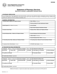 Document preview: DWC Form 066 Statement of Pharmacy Services - Texas