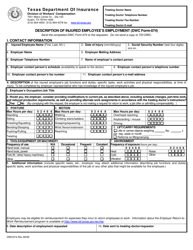 DWC Form 074 Description of Injured Employee&#039;s Employment - Texas