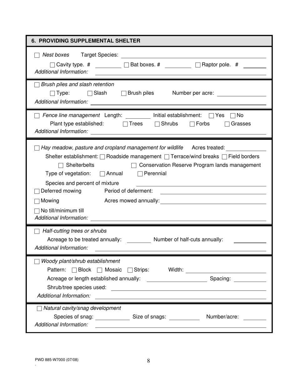 Form PWD885 Wildlife Management Plan for Agricultural Tax Valuation - Texas, Page 8