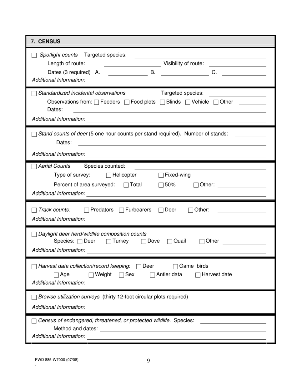 Form PWD885 Wildlife Management Plan for Agricultural Tax Valuation - Texas, Page 9