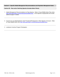 Form PWD1046 Wildlife Management Plan - Texas, Page 11