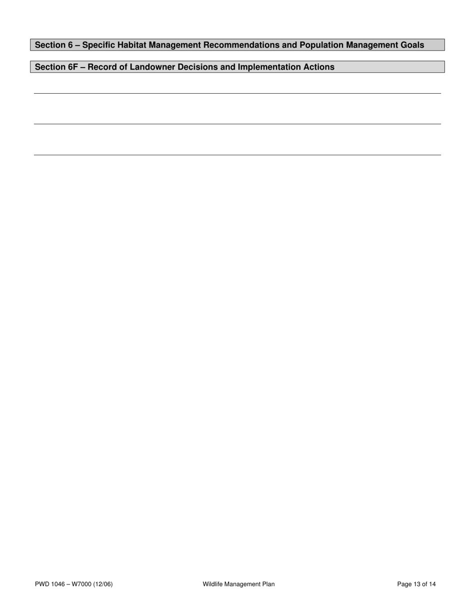 Form PWD1046 Wildlife Management Plan - Texas, Page 13