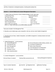 Form PWD1046 Wildlife Management Plan - Texas, Page 2