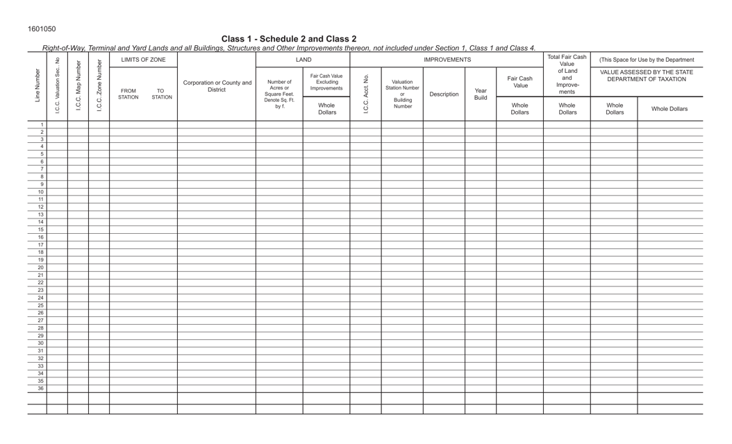 Form RR1-2 Schedule 2 Class 1 - Class 2, Right-Of-Way, and Other Improvements Not Included Under Schedule 1, Class 1, and Class 4 - Virginia