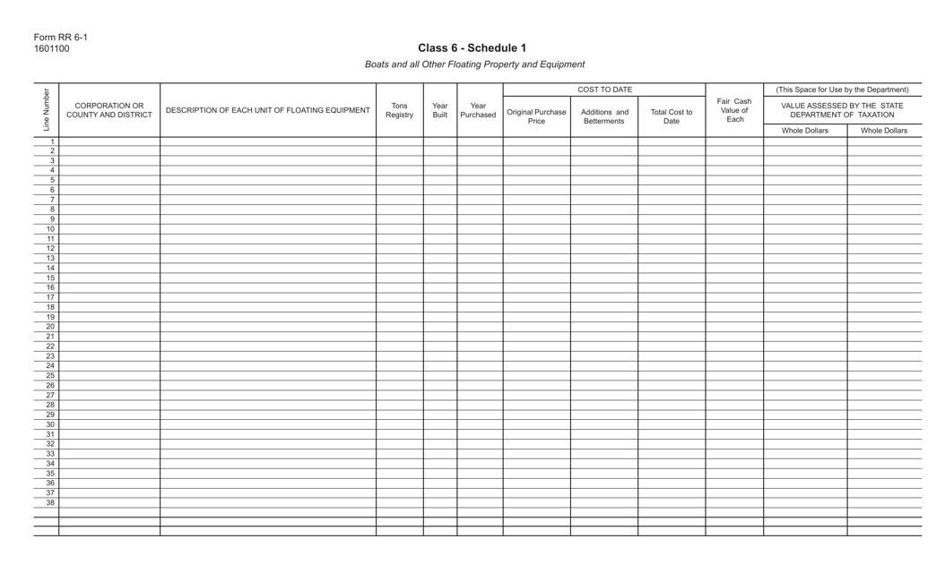 Form RR6-1 Schedule 1  Printable Pdf
