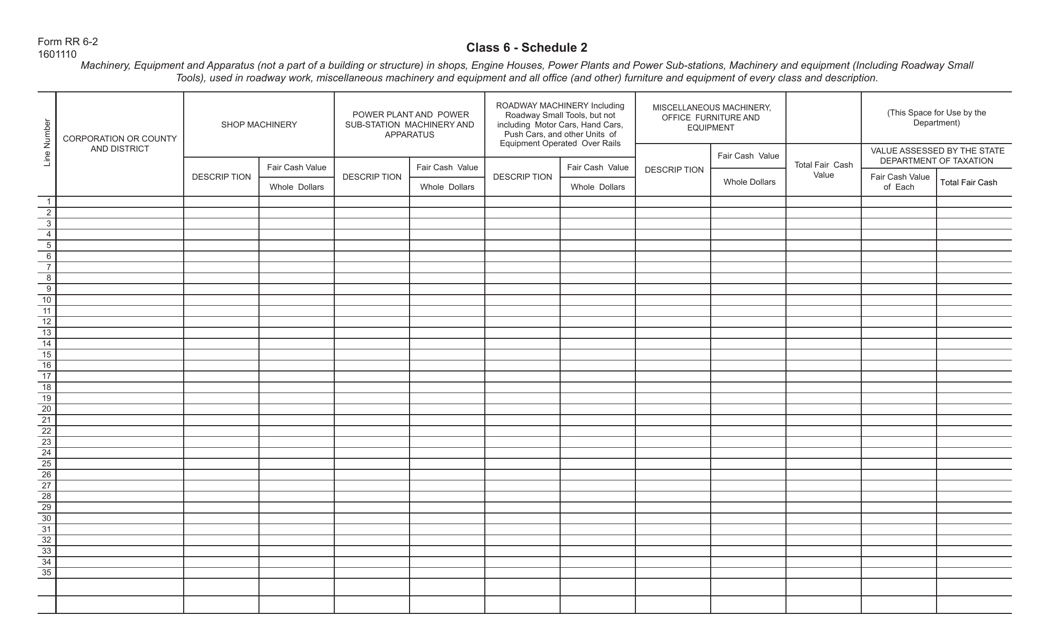 Form RR6-2 Schedule 2  Printable Pdf