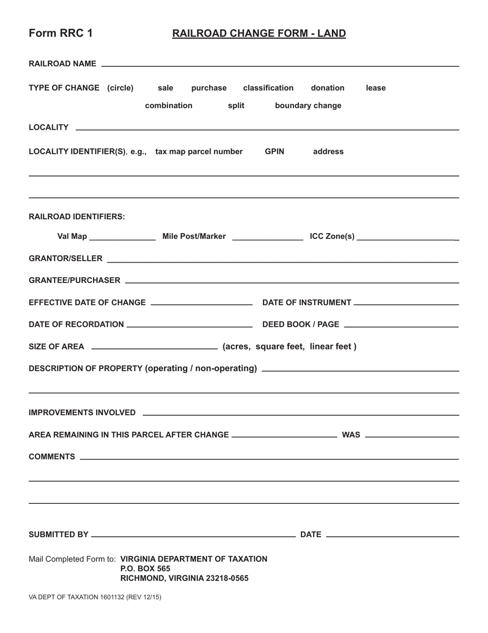 Form RRC1 Download Fillable PDF or Fill Online Railroad Change Form ...