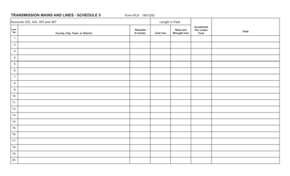 Document preview: Form PL9 Schedule 5 Transmission Mains and Lines - Virginia