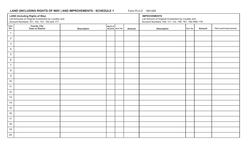 Form Pl3-o Schedule 1 Download Fillable Pdf Or Fill Online Land 