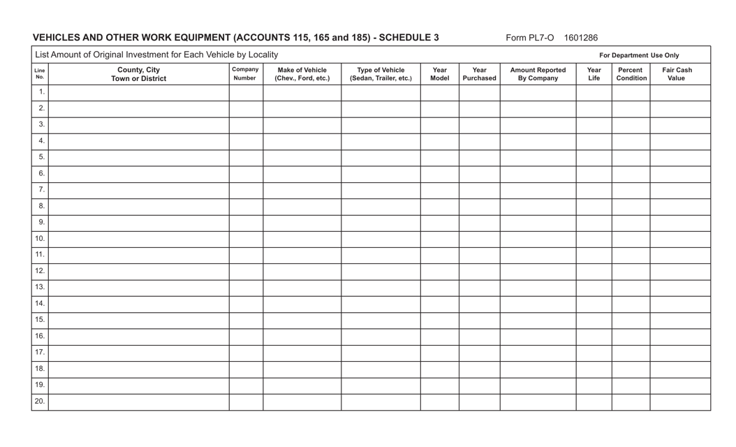Form PL7-O Schedule 3  Printable Pdf