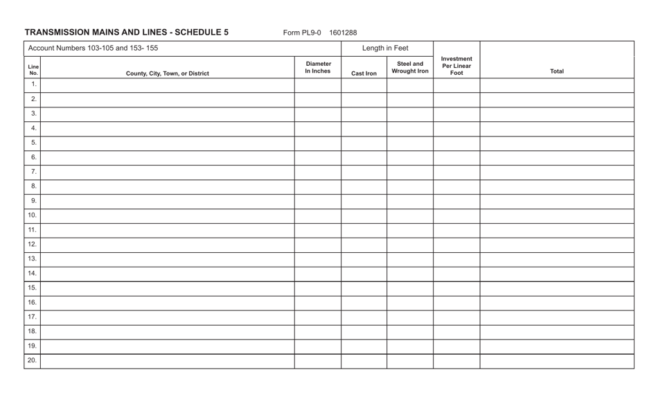 Form PL9-0 Schedule 5 Transmission Mains and Lines - Virginia, Page 1