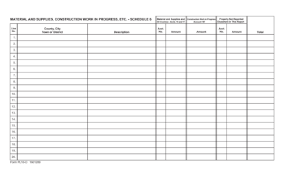 Document preview: Form PL10-O Schedule 6 Materials and Supplies, Construction Work in Progress, Etc. - Virginia