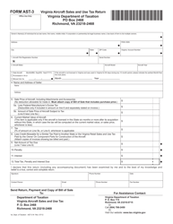 Document preview: Form AST-3 Virginia Aircraft Sales and Use Tax Return - Virginia