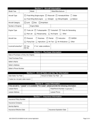 Aircraft License Application - Virginia, Page 2