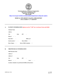 Form LB-0931 Mir Impairment Rating Report - 5th Edition - Tennessee