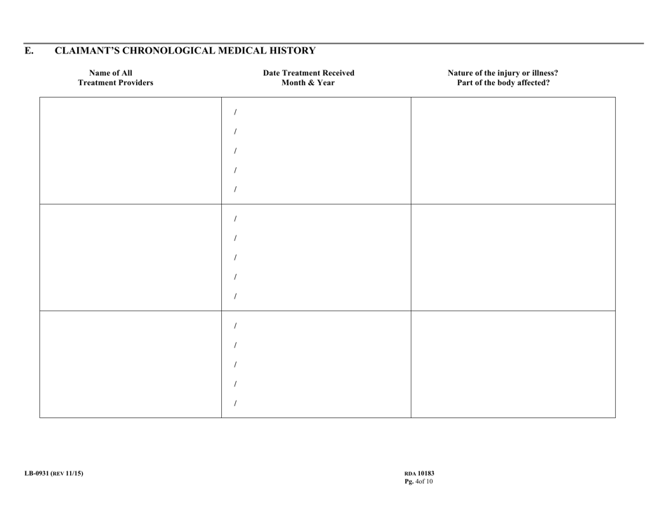 Form LB-0931 Mir Impairment Rating Report - 5th Edition - Tennessee, Page 4