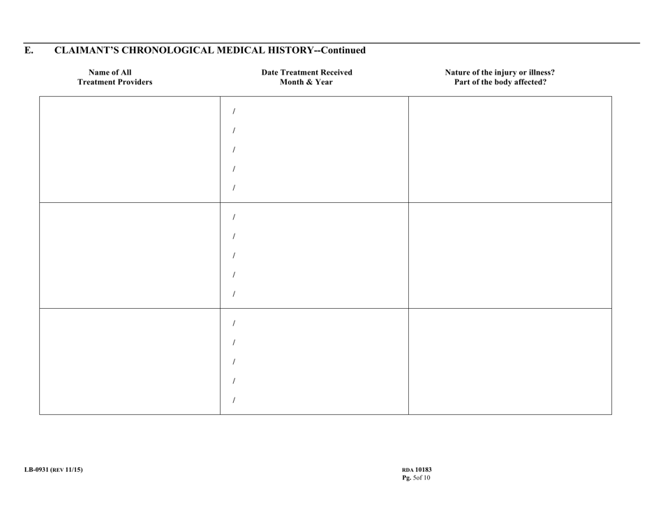 Form LB-0931 Mir Impairment Rating Report - 5th Edition - Tennessee, Page 5