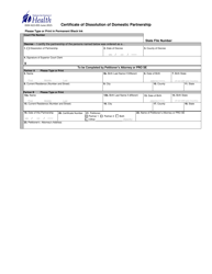 Document preview: DOH Form 422-055 Certificate of Dissolution of Domestic Partnership - Washington