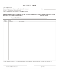 Abatement Form - Tennessee, Page 2