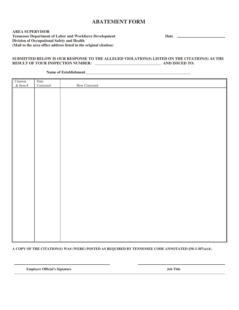 Tennessee Abatement Form - Fill Out, Sign Online and Download PDF ...