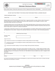 Form TC-893 &quot;Odometer Disclosure Waiver&quot; - Utah